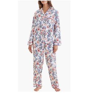 Papinelle Harper Cosy Print Organic Cotton Pajamas Set, Floral White, Small, NEW